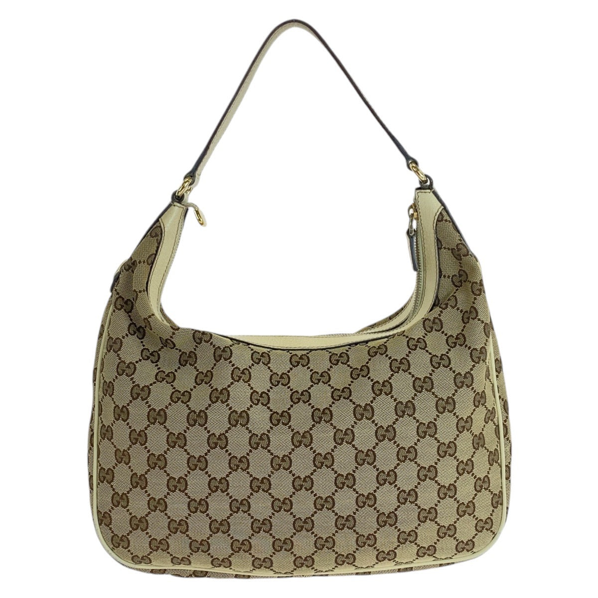 14197
GUCCI グッチ ベージュ アイボリー ゴールド金具 GGキャンバス / レザー 153010 ショルダーバッグ ホーボー  レディース