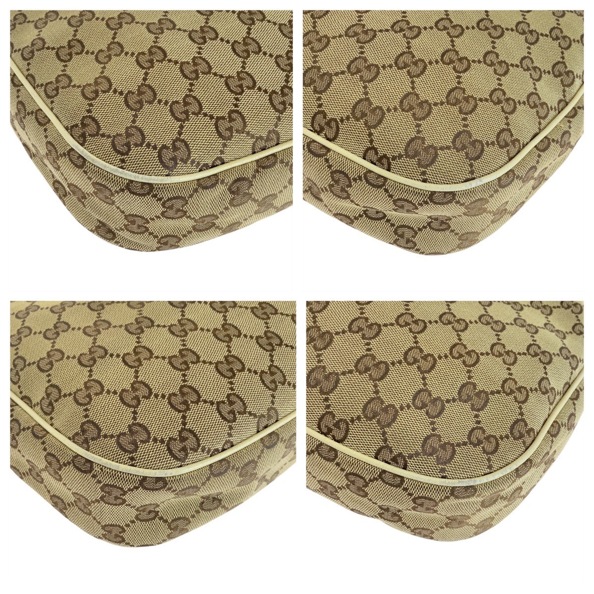 14197
GUCCI グッチ ベージュ アイボリー ゴールド金具 GGキャンバス / レザー 153010 ショルダーバッグ ホーボー  レディース