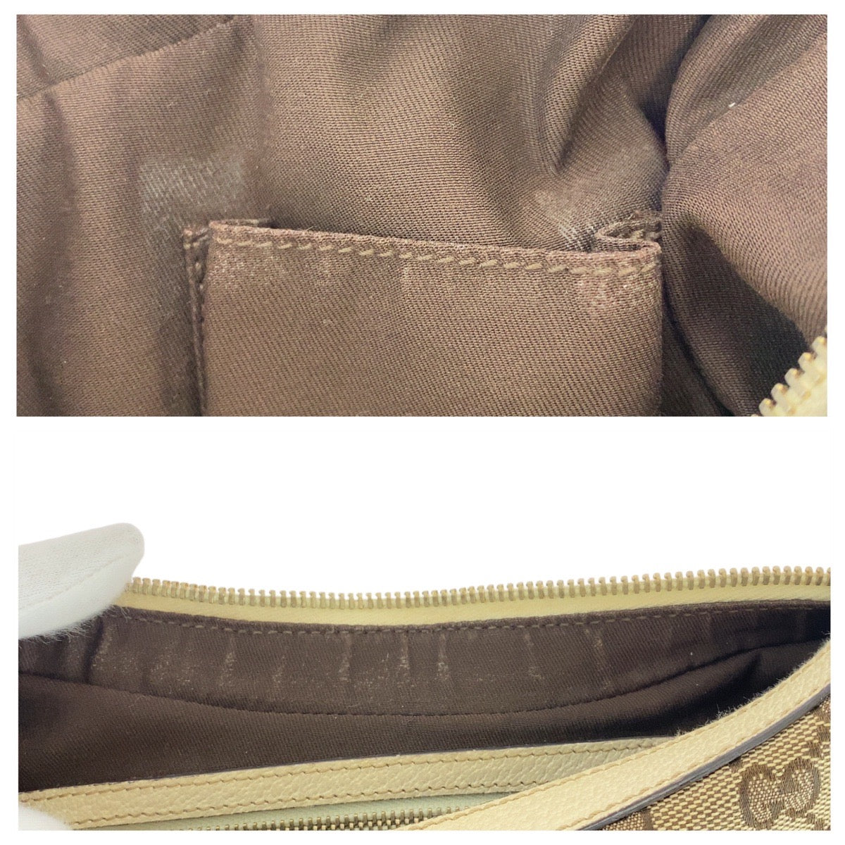 14197
GUCCI グッチ ベージュ アイボリー ゴールド金具 GGキャンバス / レザー 153010 ショルダーバッグ ホーボー  レディース