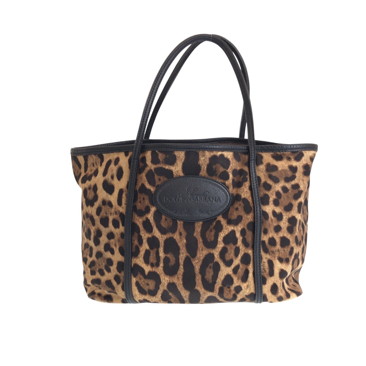 14199
DOLCE&GABBANA ドルチェアンドガッバーナ レオパード ブラウン ブラック  キャンバス / レザー トートバッグ ショルダーバッグ  レディース