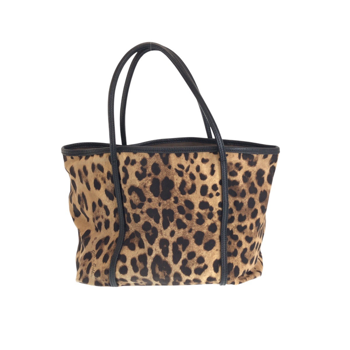 14199
DOLCE&GABBANA ドルチェアンドガッバーナ レオパード ブラウン ブラック  キャンバス / レザー トートバッグ ショルダーバッグ  レディース