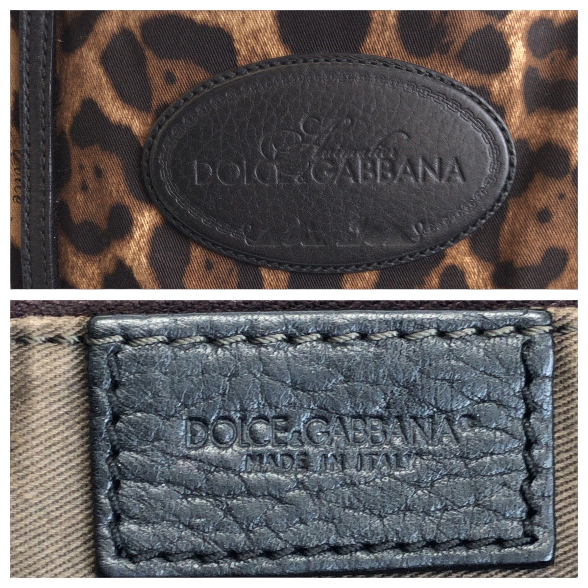 14199
DOLCE&GABBANA ドルチェアンドガッバーナ レオパード ブラウン ブラック  キャンバス / レザー トートバッグ ショルダーバッグ  レディース
