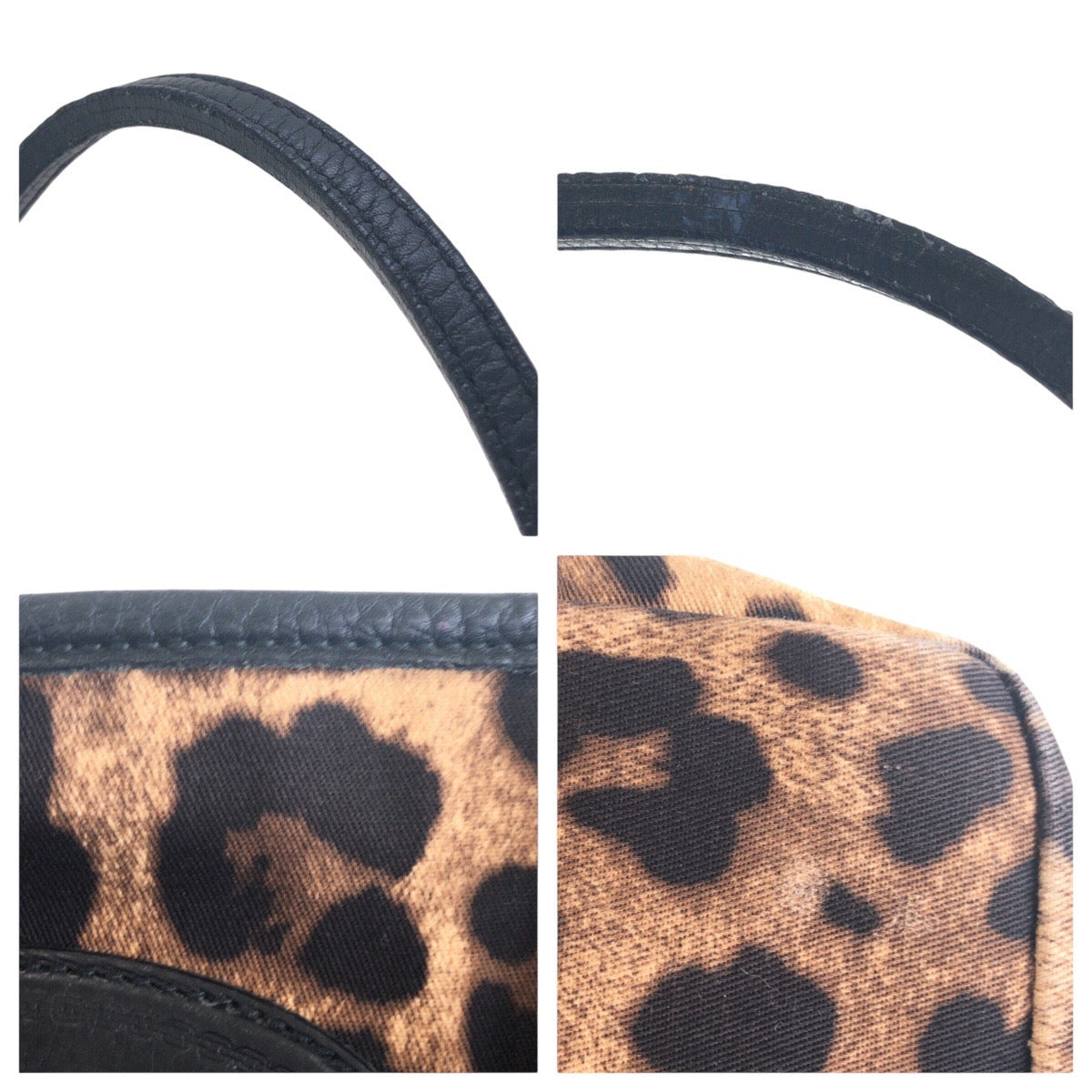 14199
DOLCE&GABBANA ドルチェアンドガッバーナ レオパード ブラウン ブラック  キャンバス / レザー トートバッグ ショルダーバッグ  レディース