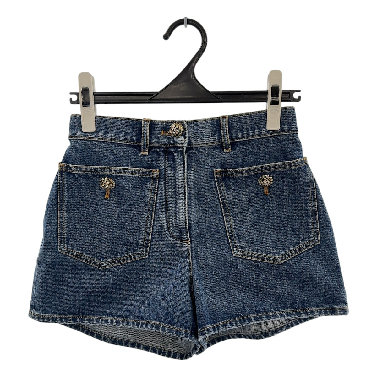 13772
CHANEL シャネル ココマーク グリポア サイズ34 ネイビー コットン ショートパンツ デニムショートパンツ  レディース