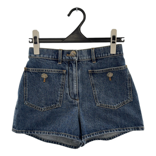 13772
CHANEL シャネル ココマーク グリポア サイズ34 ネイビー コットン ショートパンツ デニムショートパンツ  レディース