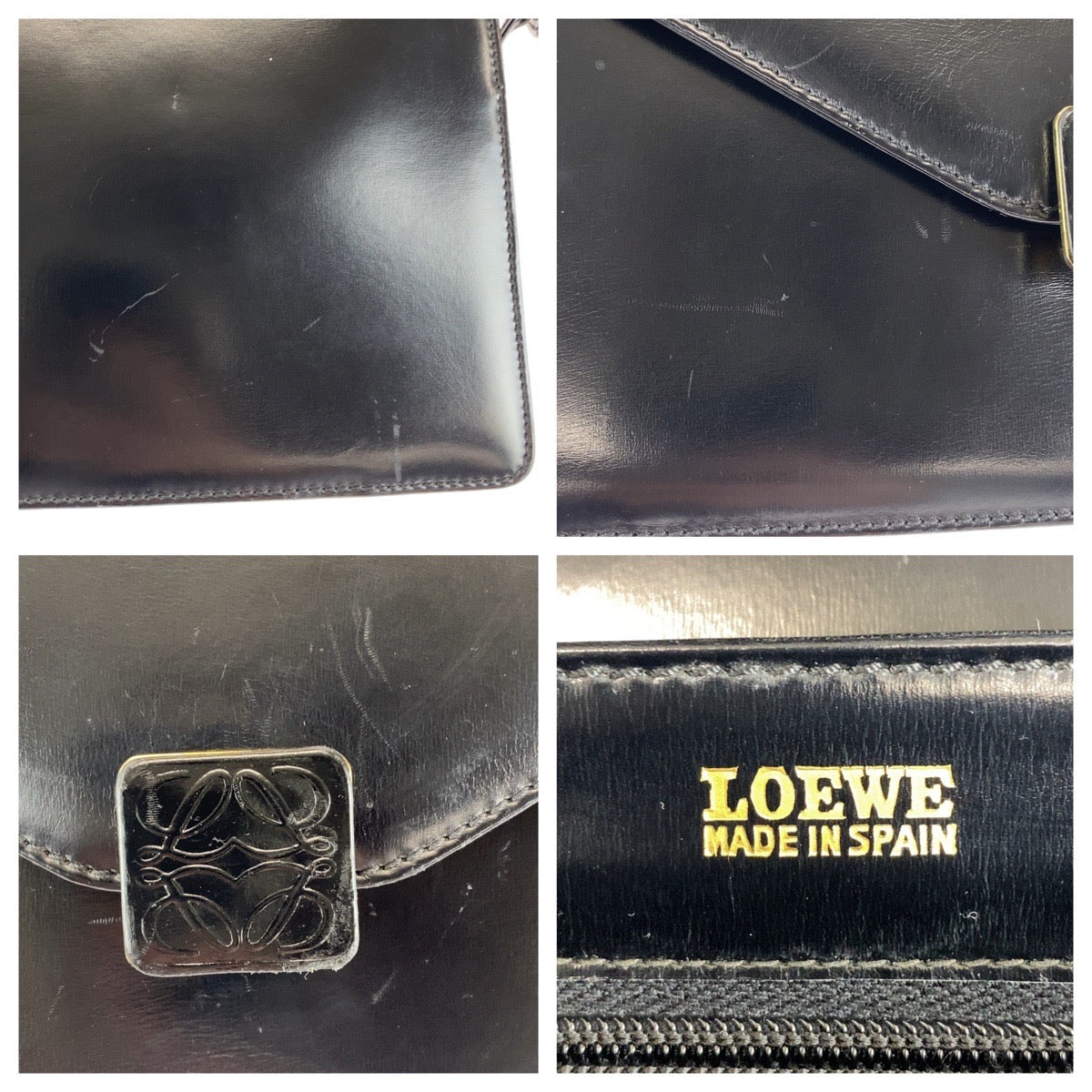 14200
LOEWE ロエベ ヴィンテージ アナグラム ブラック 黒 レザー ショルダーバッグ  レディース