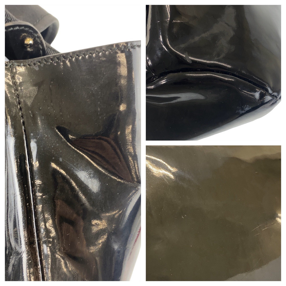 14202
Salvatore Ferragamo サルヴァトーレフェラガモ ヴァラリボン ブラック 黒 ゴールド金具 パテントレザー ハンドバッグ トートバッグ  レディース