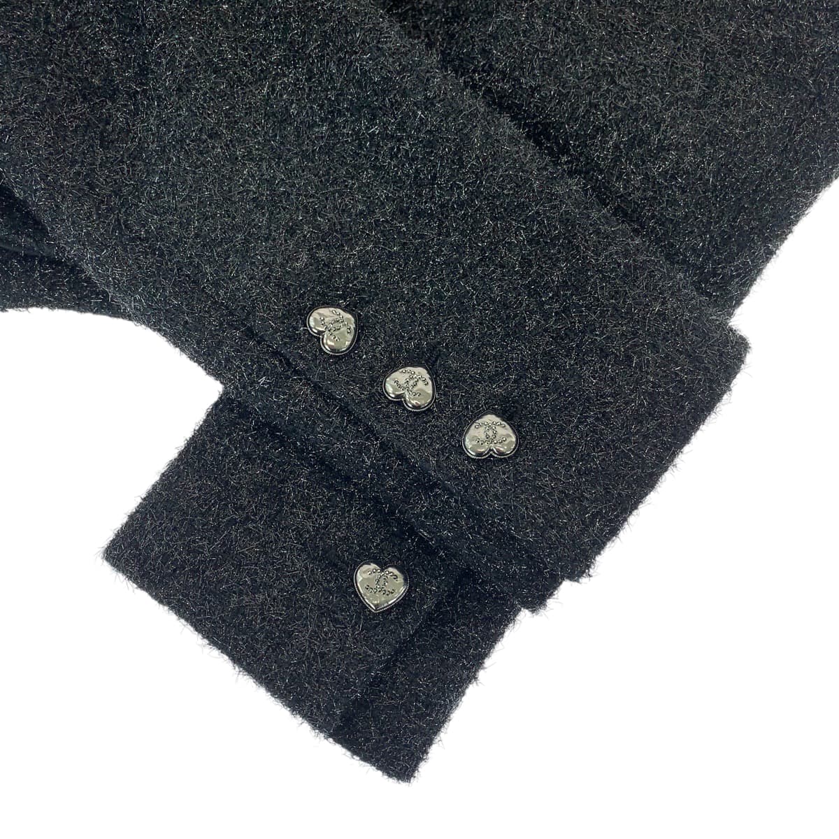 13774
CHANEL シャネル ラメ フェザー ココマーク サイズ36 ブラック 黒 ガンメタ金具 コットン / ポリエステル P71194V48297 短丈 ショート丈 テーラードジャケット レディース SA278