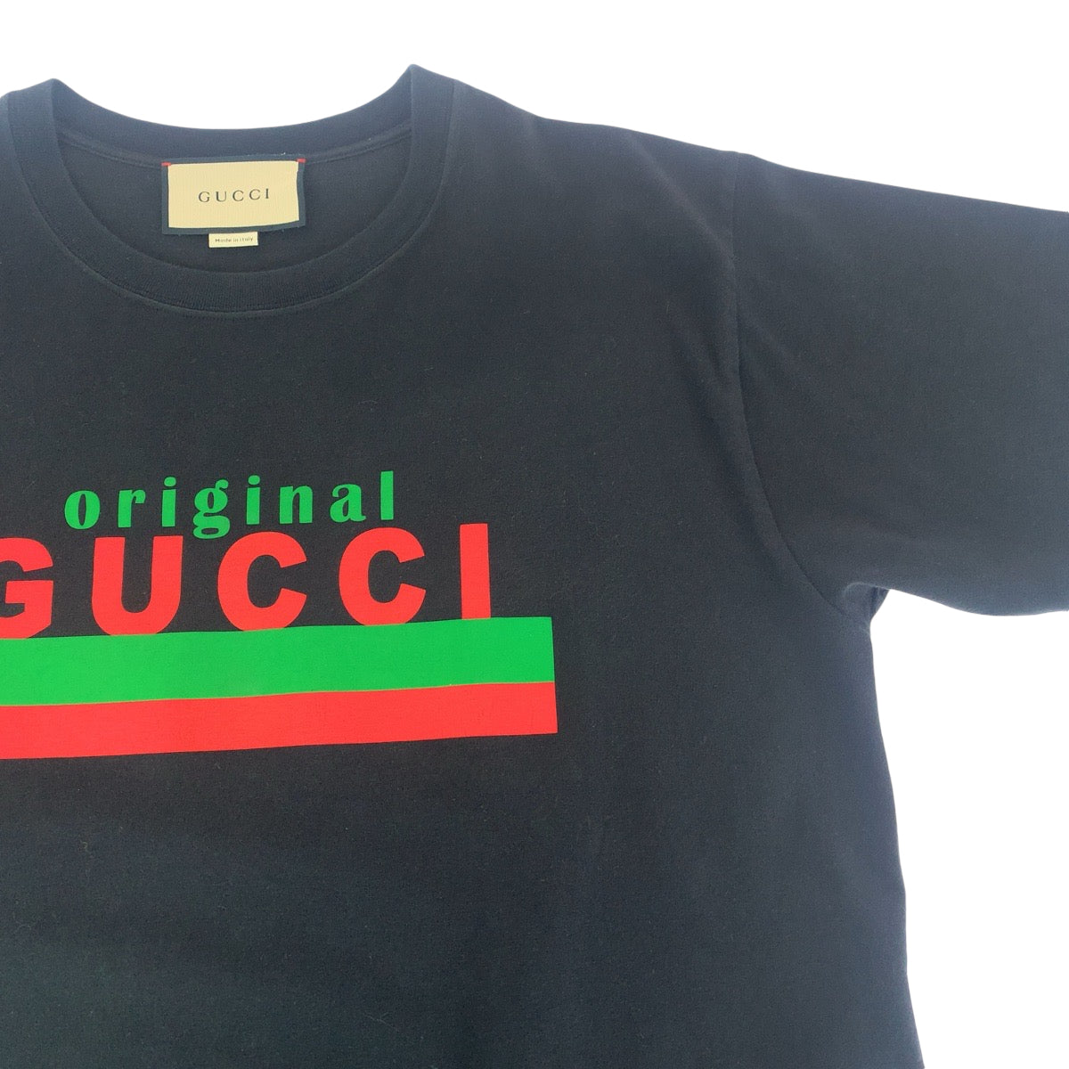 13780
GUCCI グッチ ロゴ サイズS ブラック マルチカラー コットン 616036 半袖Tシャツ カットソー  メンズ