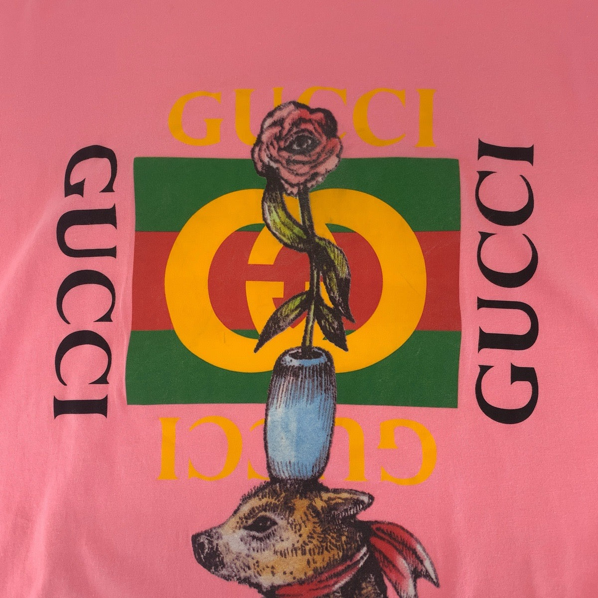 13781
GUCCI グッチ ヒグチユウココラボ サイズS ピンク マルチカラー コットン 548334 半袖Tシャツ カットソー  レディース