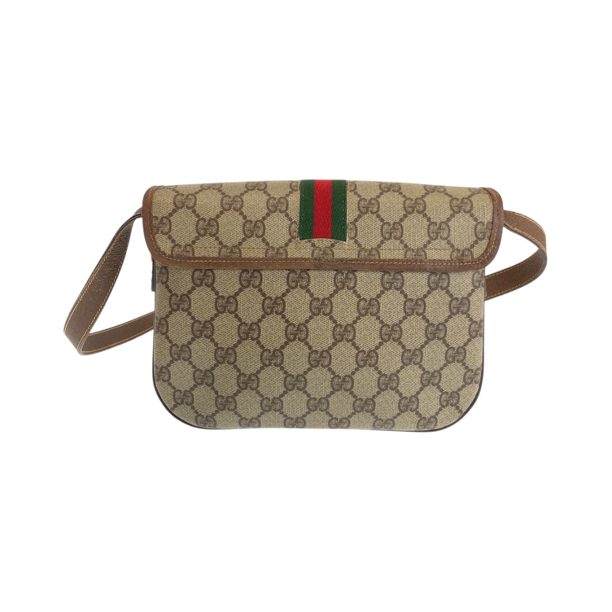 14208
GUCCI グッチ ヴィンテージ オールドグッチ シェリーライン ベージュ ブラウン ゴールド金具 GGスプリームキャンバス 6862 ショルダーバッグ ポシェット  レディース