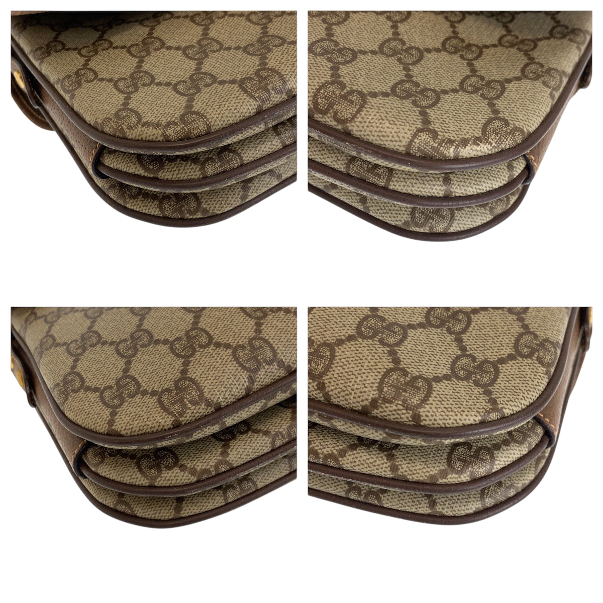 14208
GUCCI グッチ ヴィンテージ オールドグッチ シェリーライン ベージュ ブラウン ゴールド金具 GGスプリームキャンバス 6862 ショルダーバッグ ポシェット  レディース