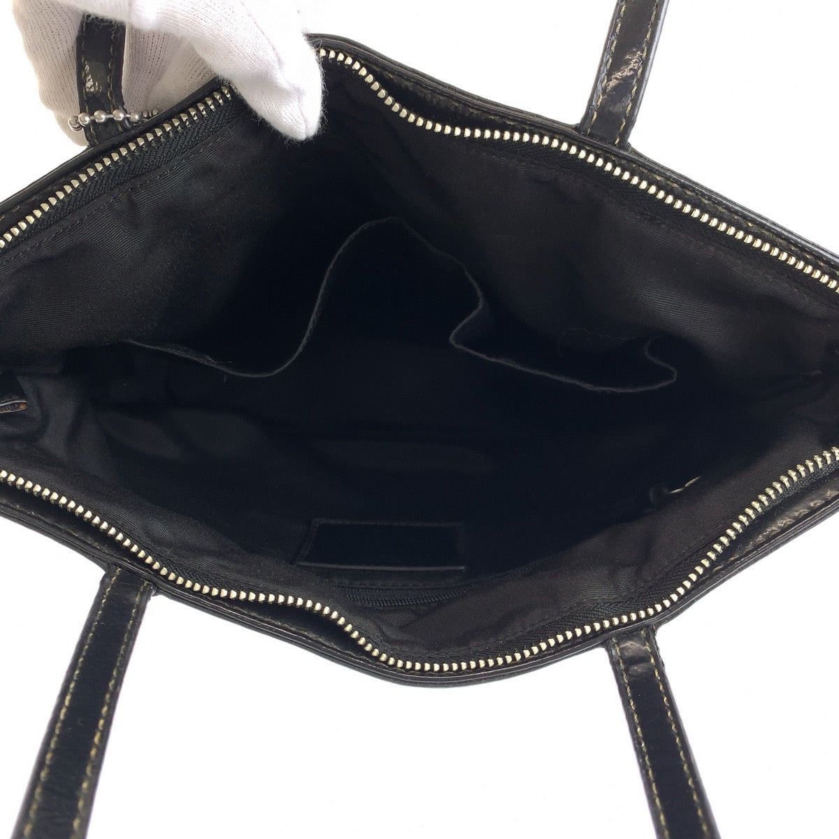 14209
COACH コーチ シグネチャー ブラック 黒 ベージュ シルバー金具 キャンバス F17438 トートバッグ ショルダーバッグ  レディース