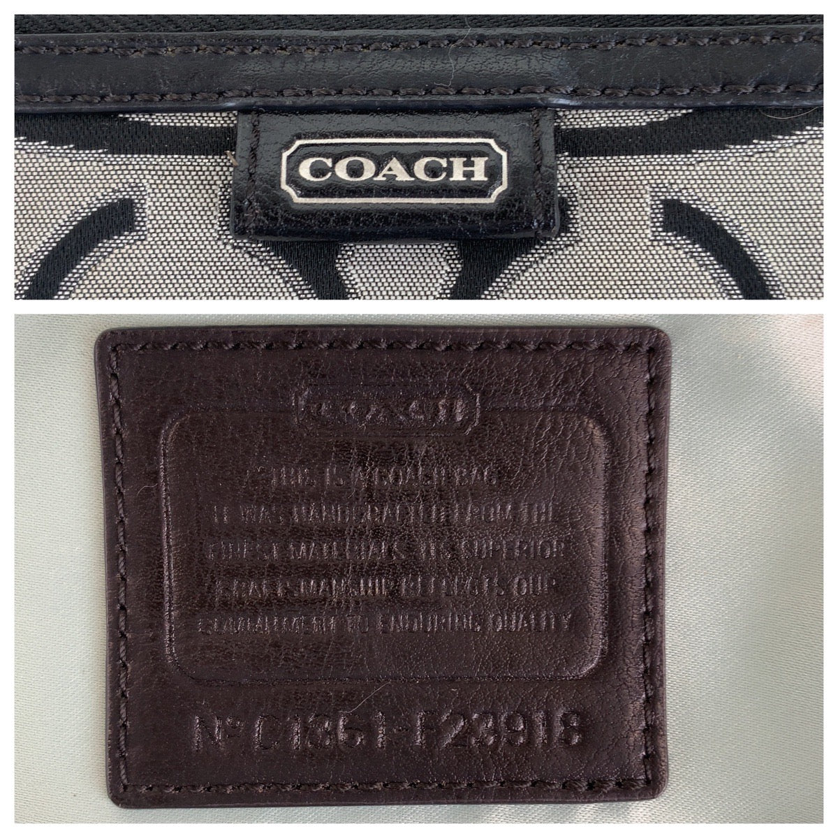 13785
COACH コーチ シグネチャー ブラック 黒 グレー シルバー金具 キャンバス / レザー 斜め掛け ショルダーバッグ ハンドバッグ 2way  レディース