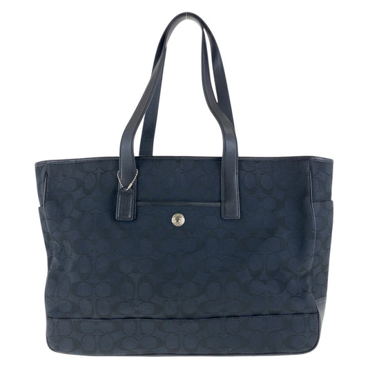 14211
COACH コーチ シグネチャー ブラック 黒 シルバー金具 キャンバス / レザー トートバッグ ショルダーバッグ  レディース