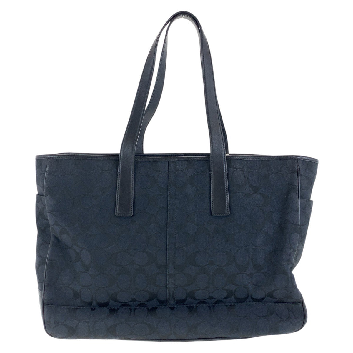 14211
COACH コーチ シグネチャー ブラック 黒 シルバー金具 キャンバス / レザー トートバッグ ショルダーバッグ  レディース