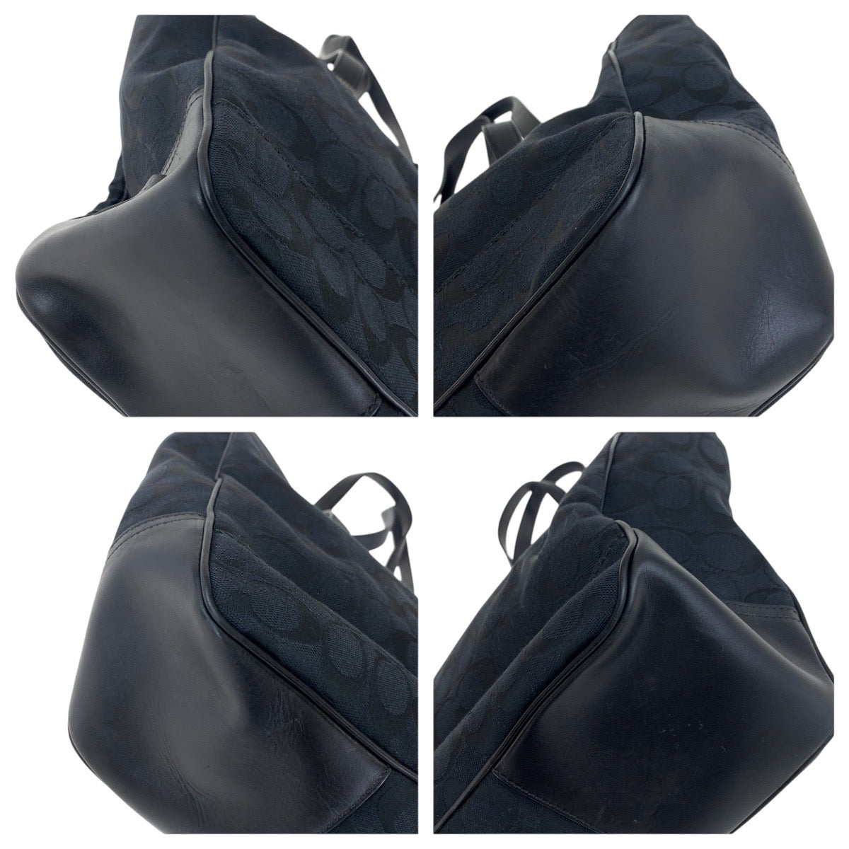14211
COACH コーチ シグネチャー ブラック 黒 シルバー金具 キャンバス / レザー トートバッグ ショルダーバッグ  レディース