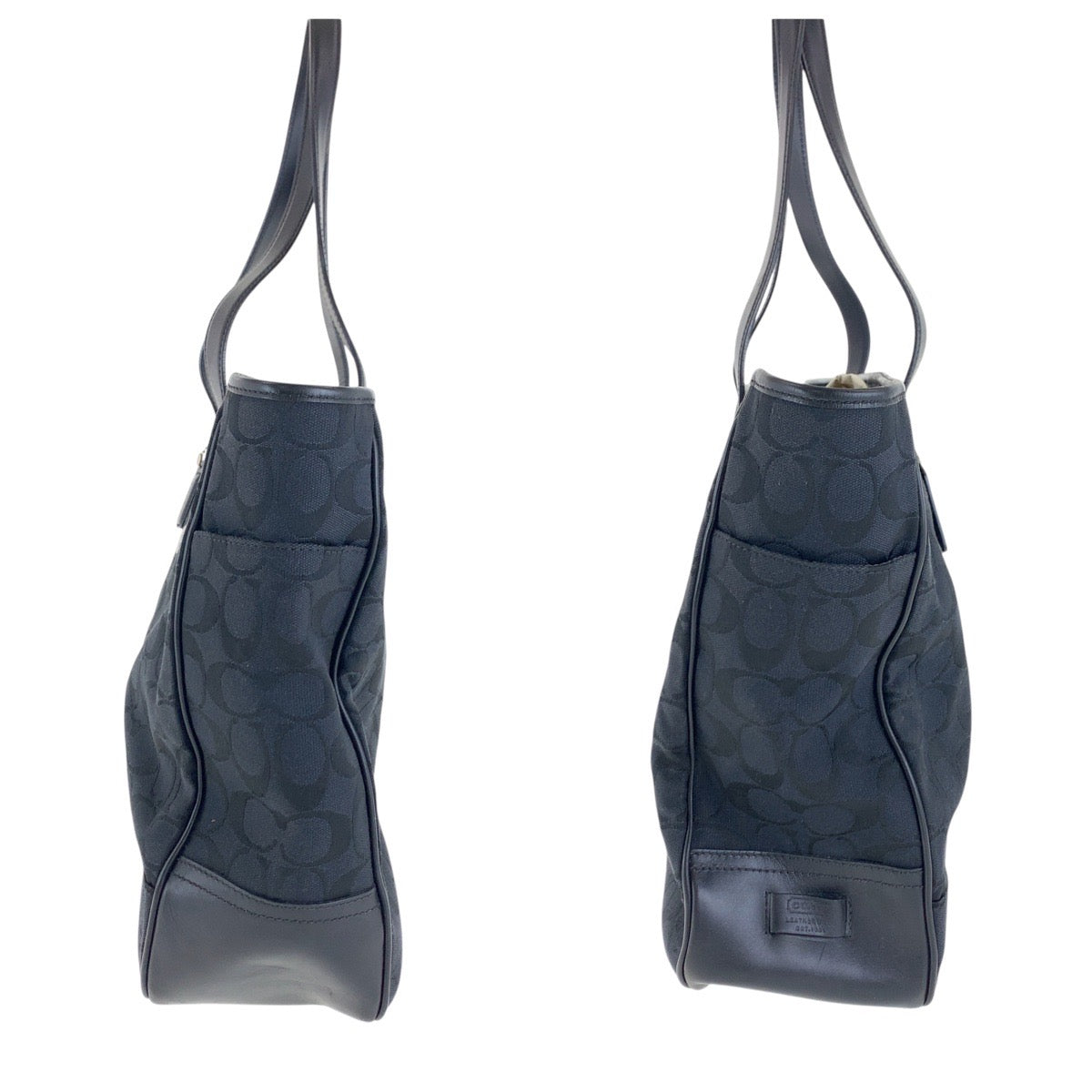 14211
COACH コーチ シグネチャー ブラック 黒 シルバー金具 キャンバス / レザー トートバッグ ショルダーバッグ  レディース