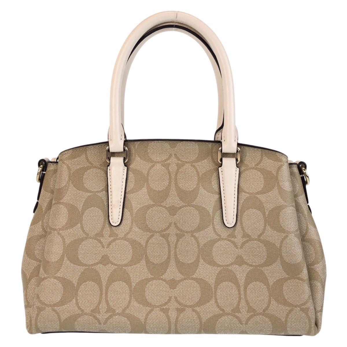 13788
COACH コーチ シグネチャー ベージュ ホワイト ゴールド金具 PVC / レザー トートバッグ ショルダーバッグ 2way  レディース