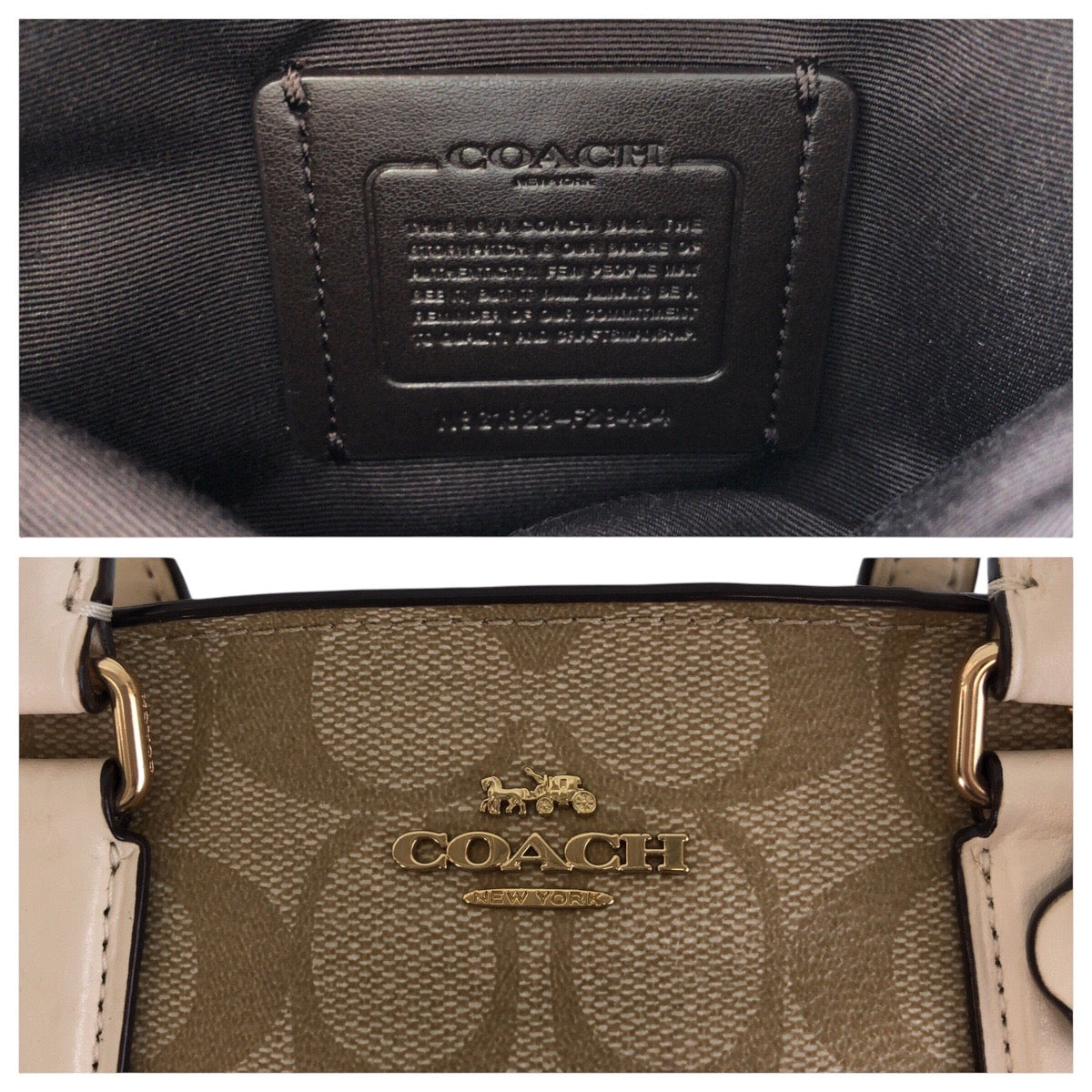 13788
COACH コーチ シグネチャー ベージュ ホワイト ゴールド金具 PVC / レザー トートバッグ ショルダーバッグ 2way  レディース