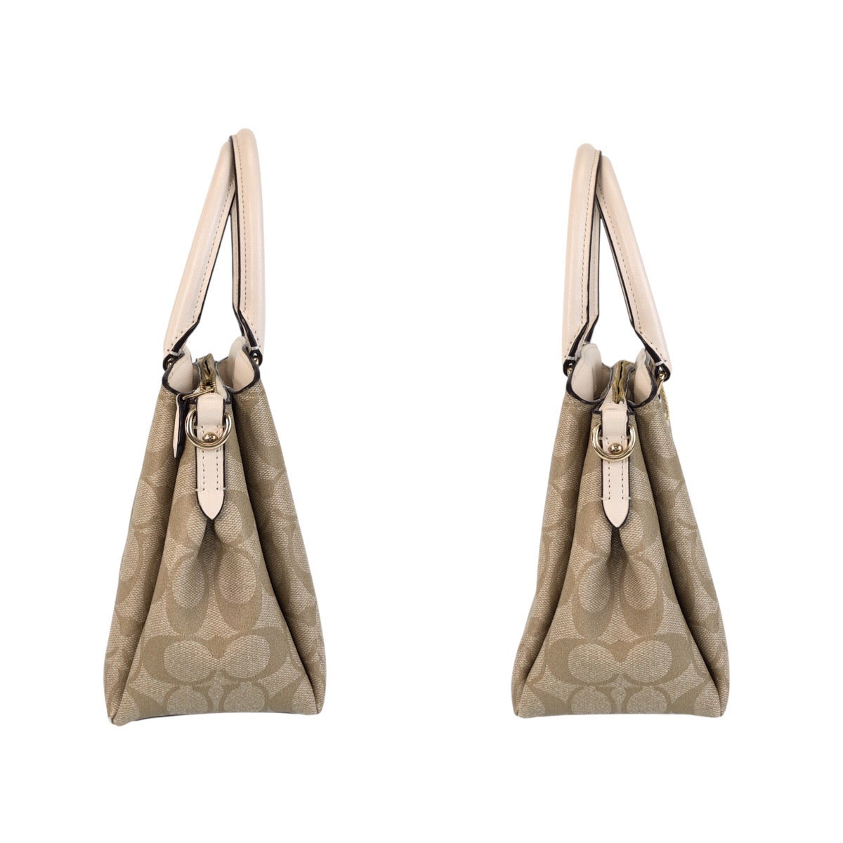 13788
COACH コーチ シグネチャー ベージュ ホワイト ゴールド金具 PVC / レザー トートバッグ ショルダーバッグ 2way  レディース