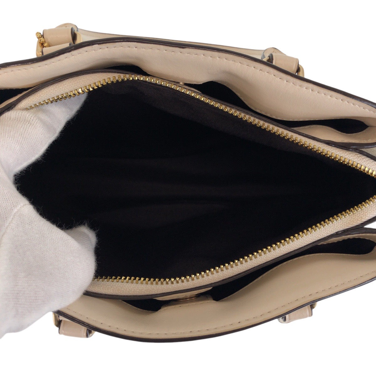 13788
COACH コーチ シグネチャー ベージュ ホワイト ゴールド金具 PVC / レザー トートバッグ ショルダーバッグ 2way  レディース