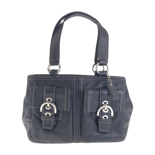 14215
COACH コーチ リベットスタイル ブラック 黒 シルバー金具 レザー トートバック ハンドバッグ  レディース