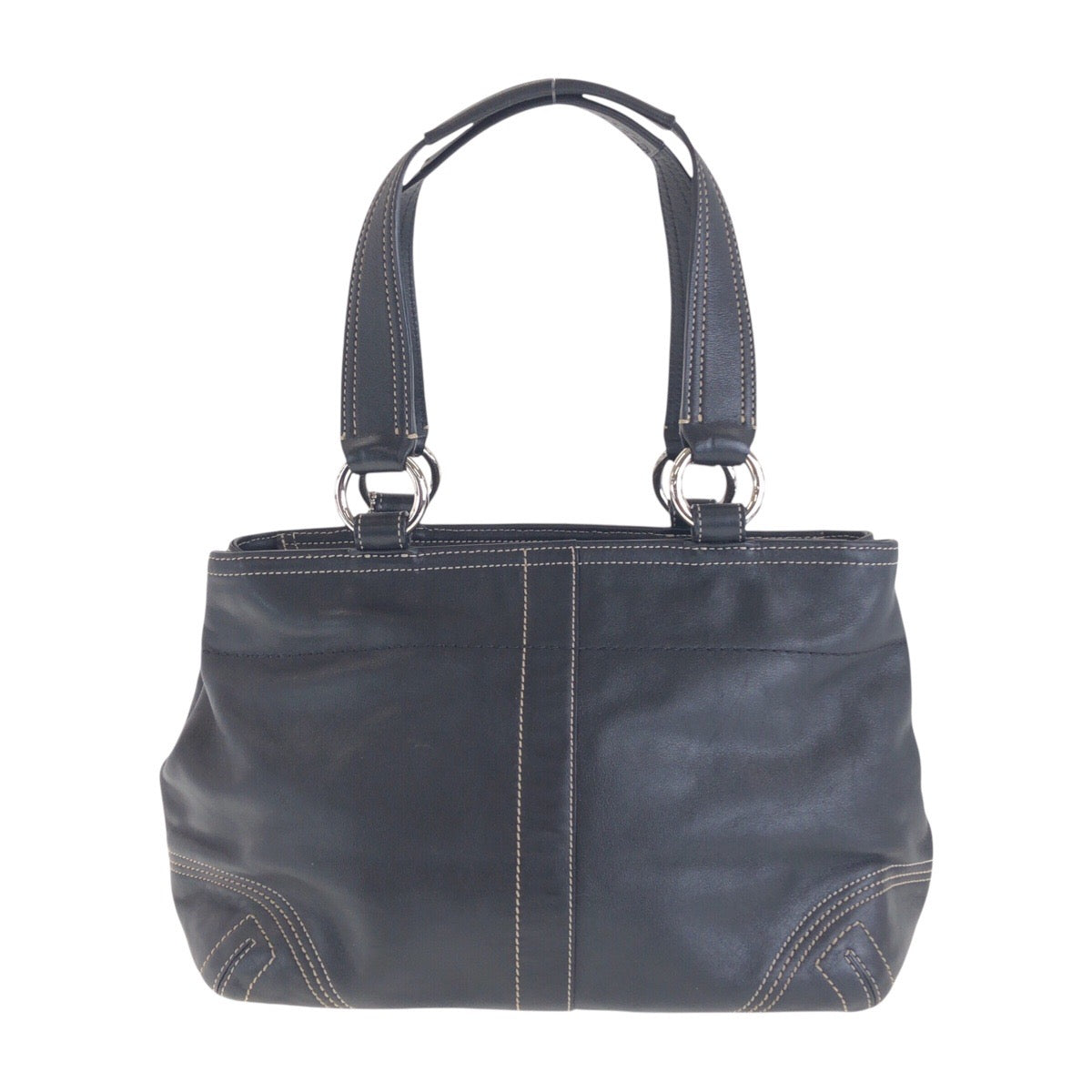 14215
COACH コーチ リベットスタイル ブラック 黒 シルバー金具 レザー トートバック ハンドバッグ  レディース