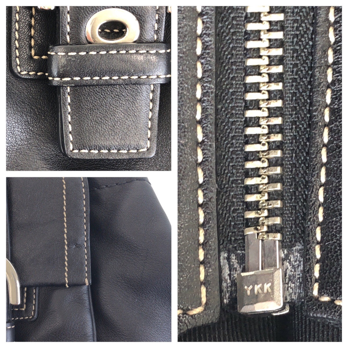 14215
COACH コーチ リベットスタイル ブラック 黒 シルバー金具 レザー トートバック ハンドバッグ  レディース