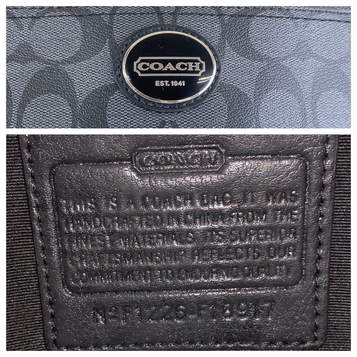 14216
COACH コーチ シグネチャー ブラック 黒 シルバー金具 PVC / レザー トートバッグ ショルダーバッグ  レディース
