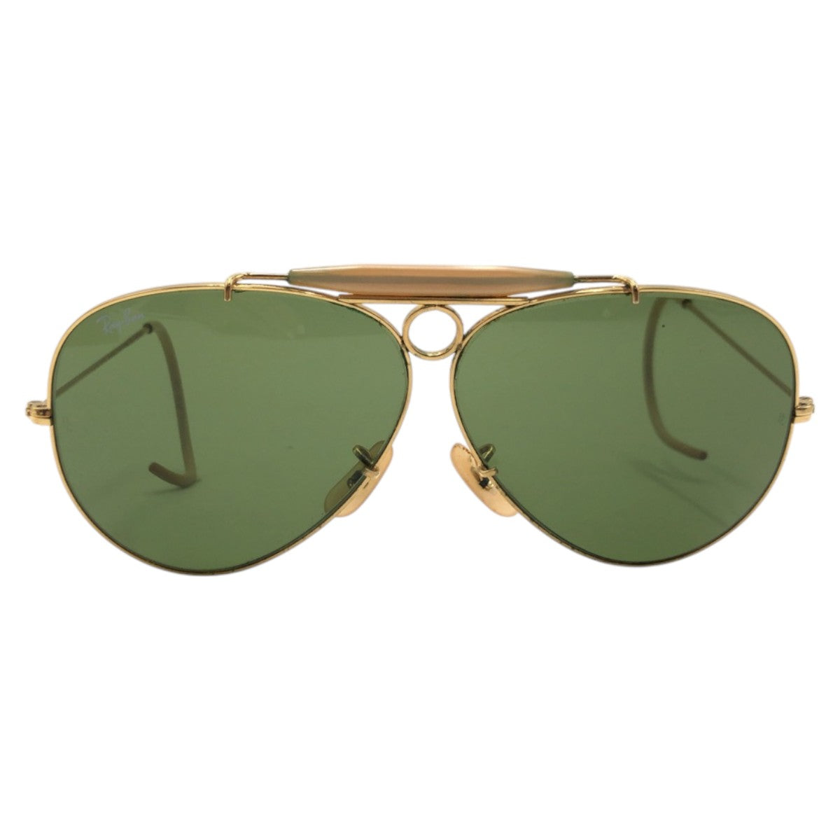 13791
 Ray-Ban Vintage B&amp;L RAY-BAN USA Aviator Gold Green Metal Sunglasses Teardrop Men's