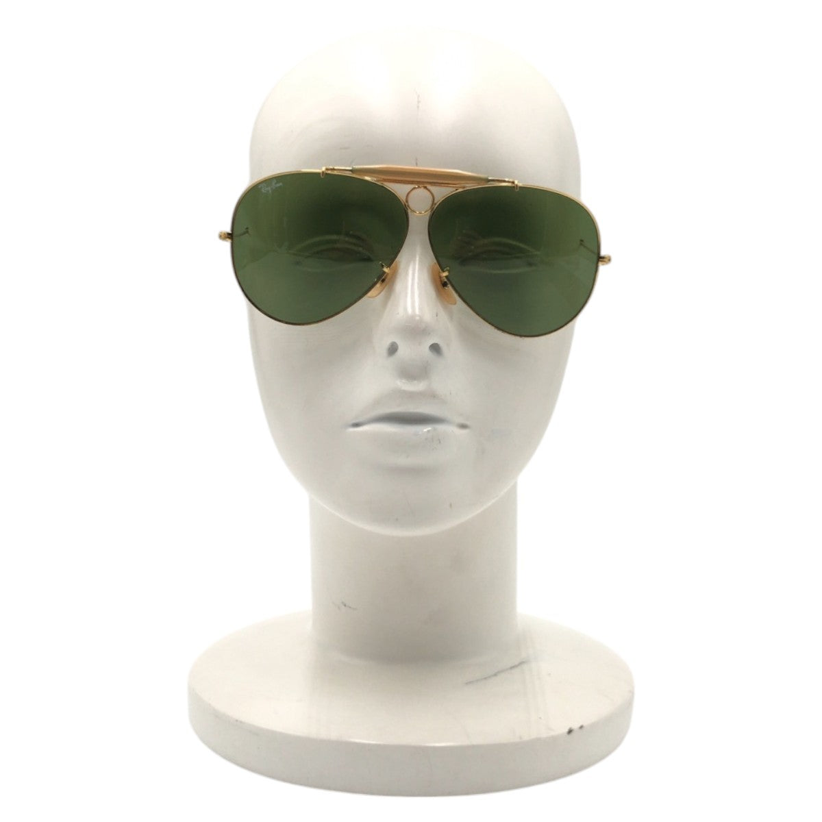 13791
 Ray-Ban Vintage B&amp;L RAY-BAN USA Aviator Gold Green Metal Sunglasses Teardrop Men's