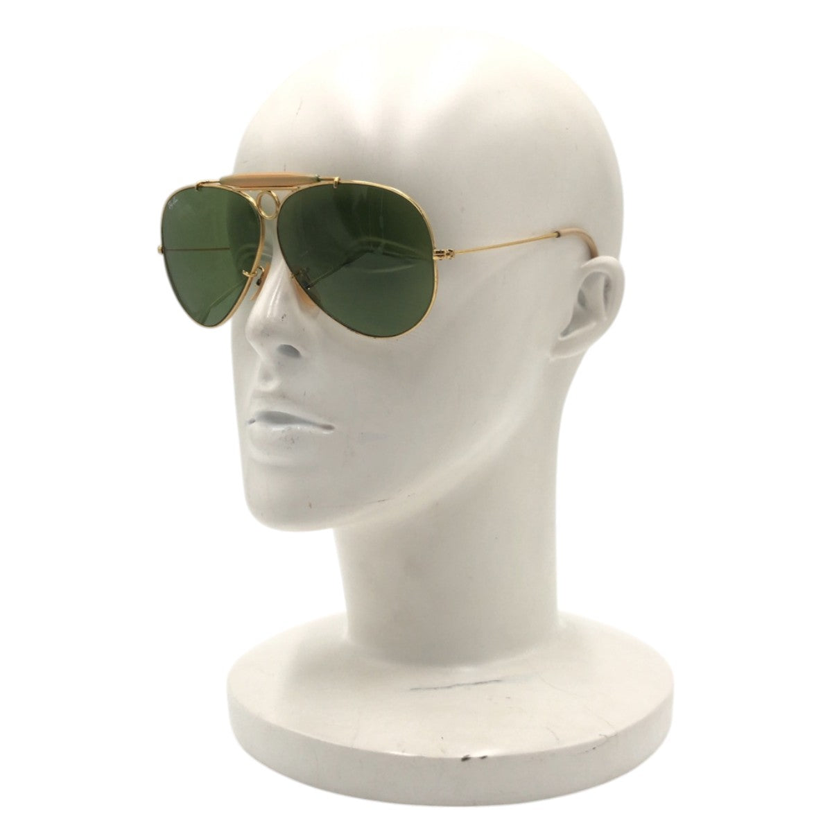 13791
 Ray-Ban Vintage B&amp;L RAY-BAN USA Aviator Gold Green Metal Sunglasses Teardrop Men's