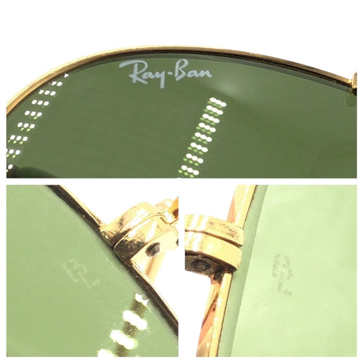 13791
 Ray-Ban Vintage B&amp;L RAY-BAN USA Aviator Gold Green Metal Sunglasses Teardrop Men's