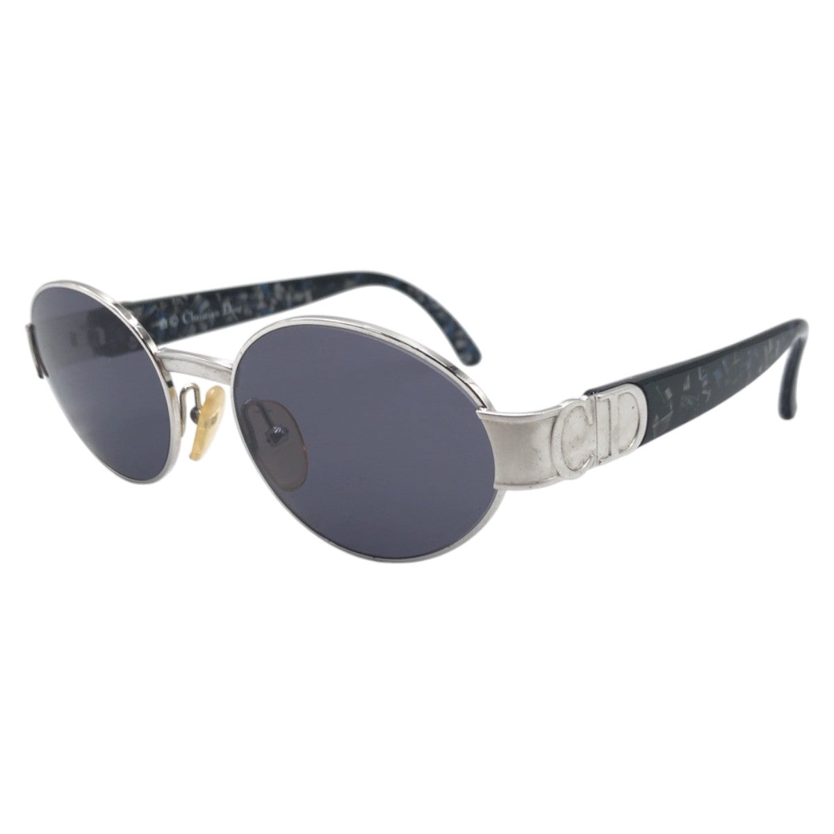 13798
Christian Dior クリスチャンディオール ヴィンテージ CDロゴ シルバー ブルー プラスチック 2910 70 52□18 サングラス ラウンド  レディース