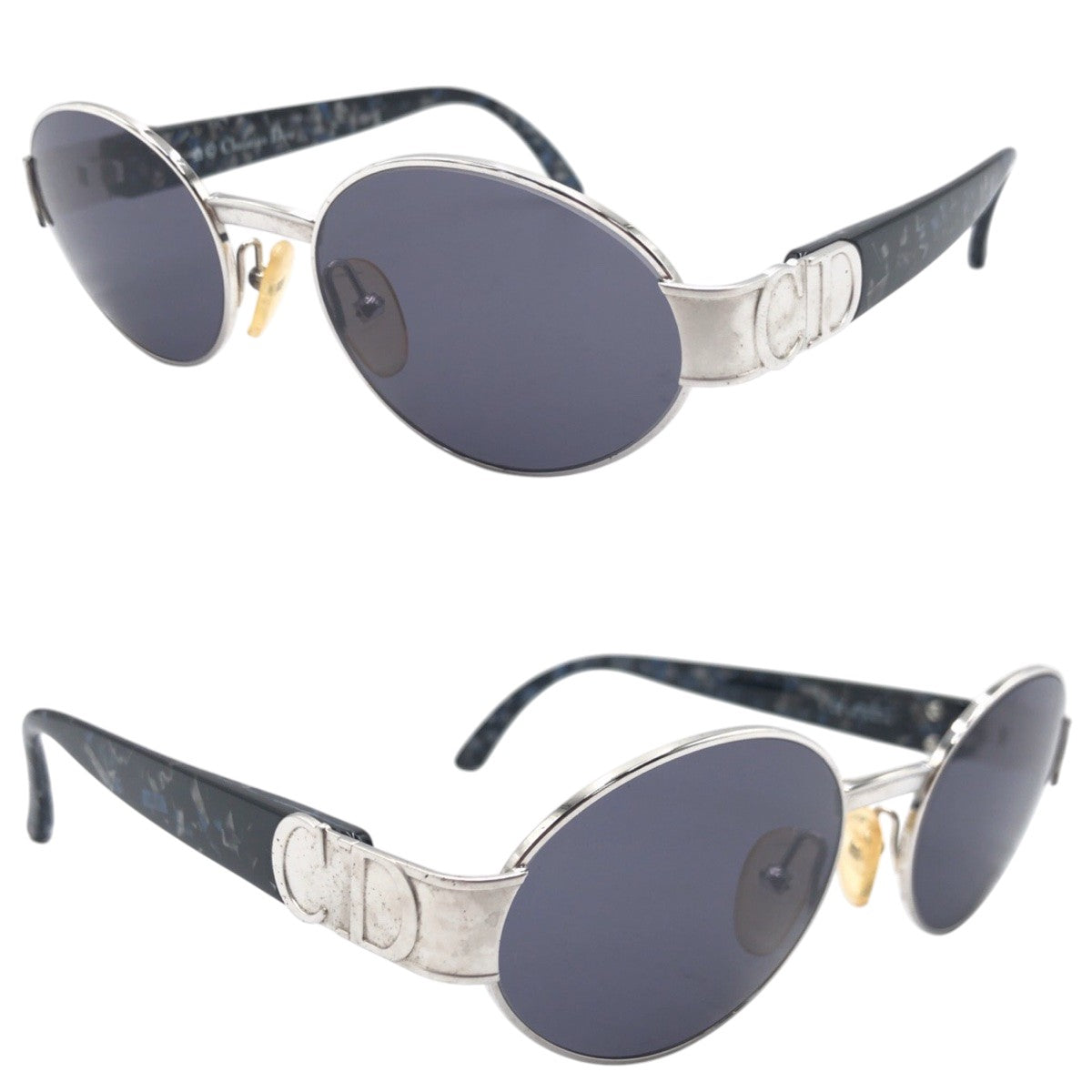 13798
Christian Dior クリスチャンディオール ヴィンテージ CDロゴ シルバー ブルー プラスチック 2910 70 52□18 サングラス ラウンド  レディース