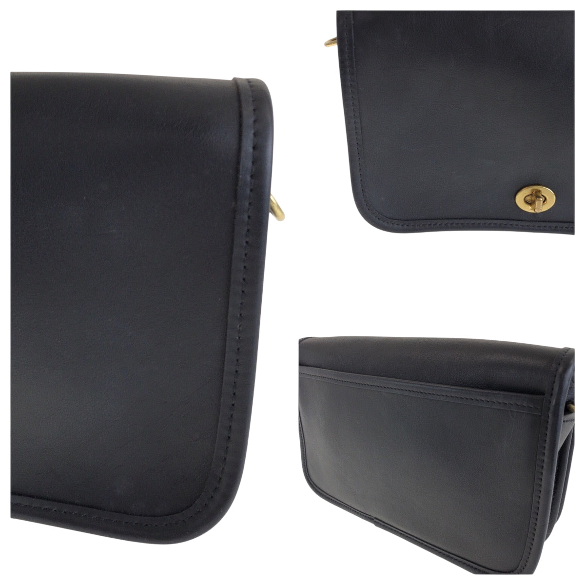 14220
COACH コーチ ヴィンテージ オールドコーチ ターンロック ブラック 黒 ゴールド金具 レザー 9755 ショルダーバッグ ポシェット  レディース