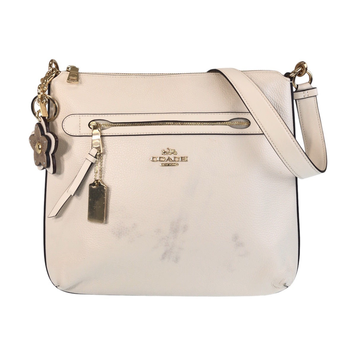 13799
COACH コーチ レクシー ホワイト 白 ゴールド金具 レザー 斜め掛け ショルダーバッグ メッセンジャーバッグ  レディース