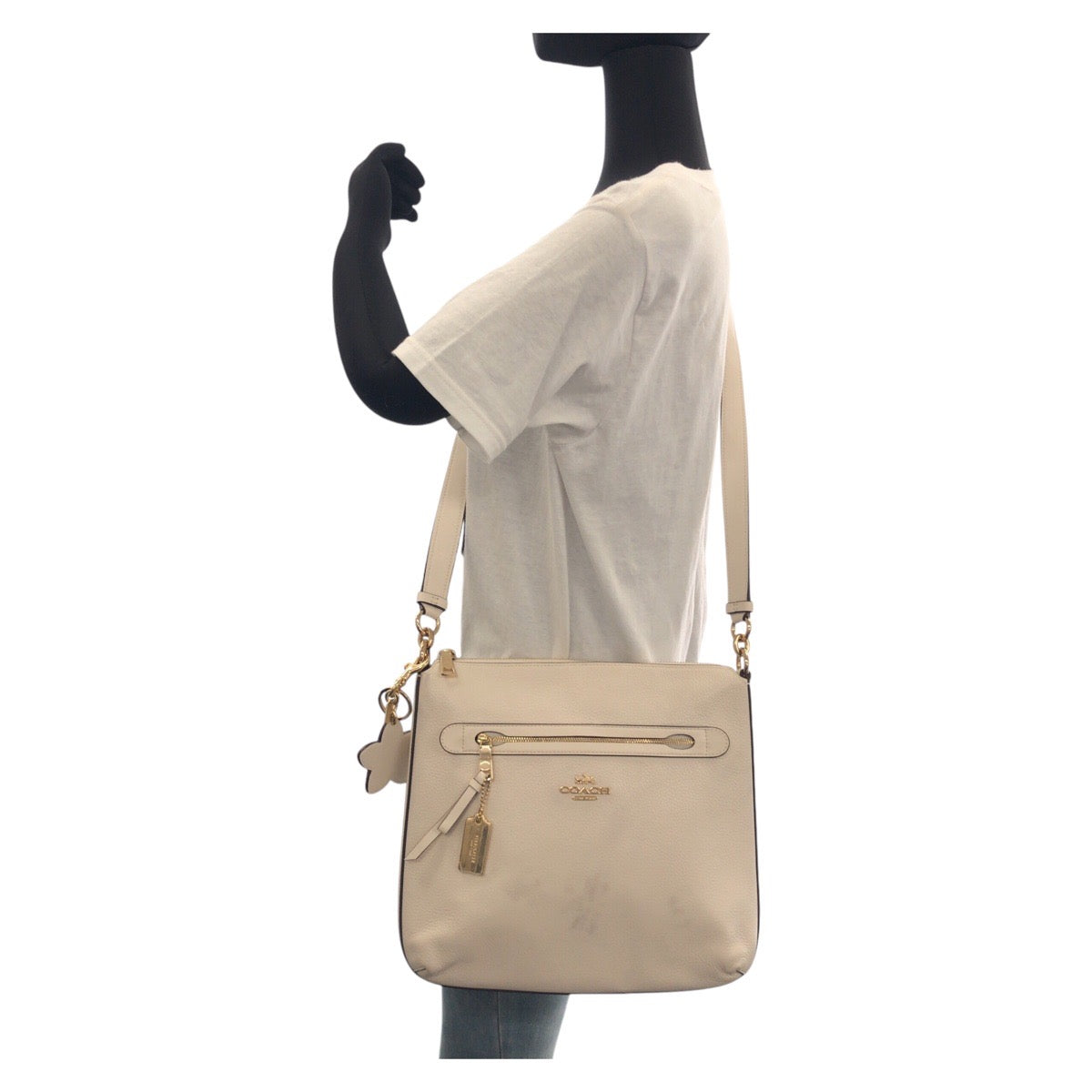 13799
COACH コーチ レクシー ホワイト 白 ゴールド金具 レザー 斜め掛け ショルダーバッグ メッセンジャーバッグ  レディース