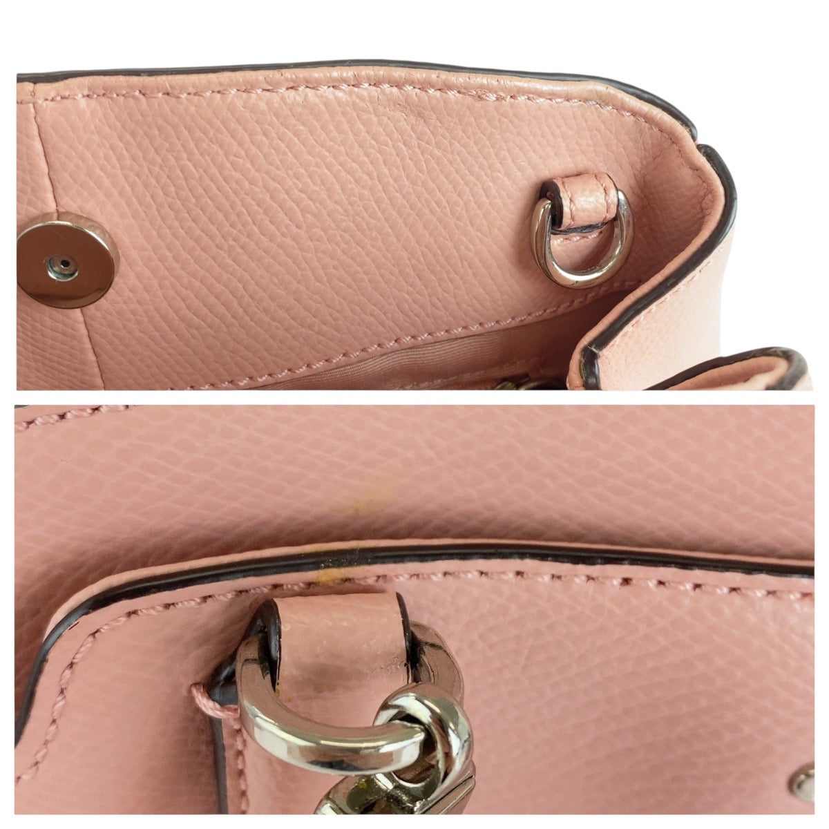 13804
COACH コーチ ピンク シルバー金具 レザー ハンドバッグ ショルダーバッグ 2way  レディース