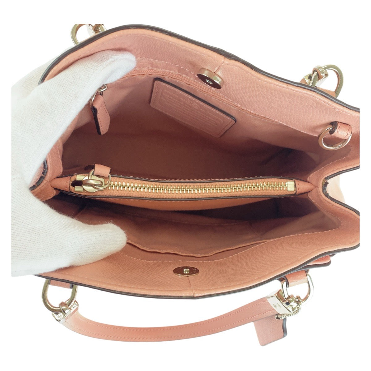 13804
COACH コーチ ピンク シルバー金具 レザー ハンドバッグ ショルダーバッグ 2way  レディース
