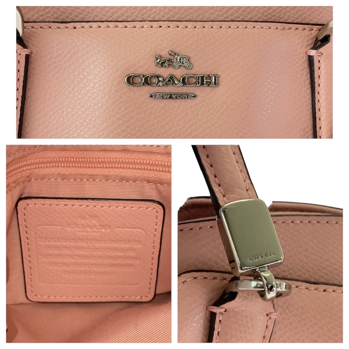 13804
COACH コーチ ピンク シルバー金具 レザー ハンドバッグ ショルダーバッグ 2way  レディース