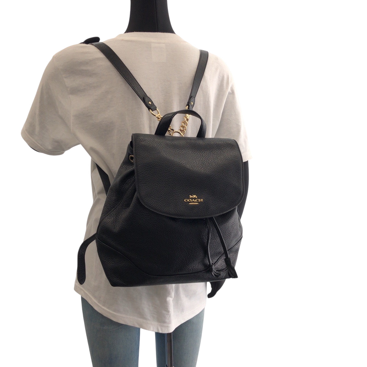 14221
COACH コーチ ロゴ ブラック 黒 ゴールド金具 レザー F72645 リュックサック バックパック  レディース
