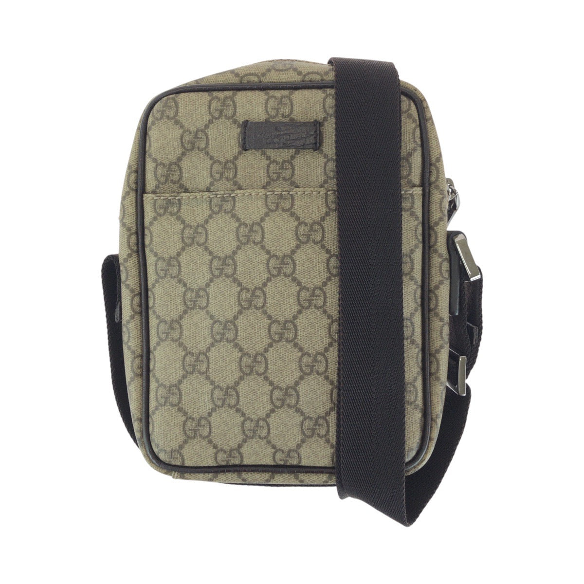 14223
GUCCI グッチ ブラウン シルバー金具 GGスプリームキャンバス / レザー 122754 ショルダーバッグ ポシェット 男女兼用  レディース
