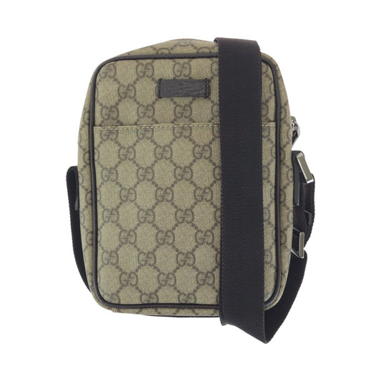 14223
GUCCI グッチ ブラウン シルバー金具 GGスプリームキャンバス / レザー 122754 ショルダーバッグ ポシェット 男女兼用  レディース