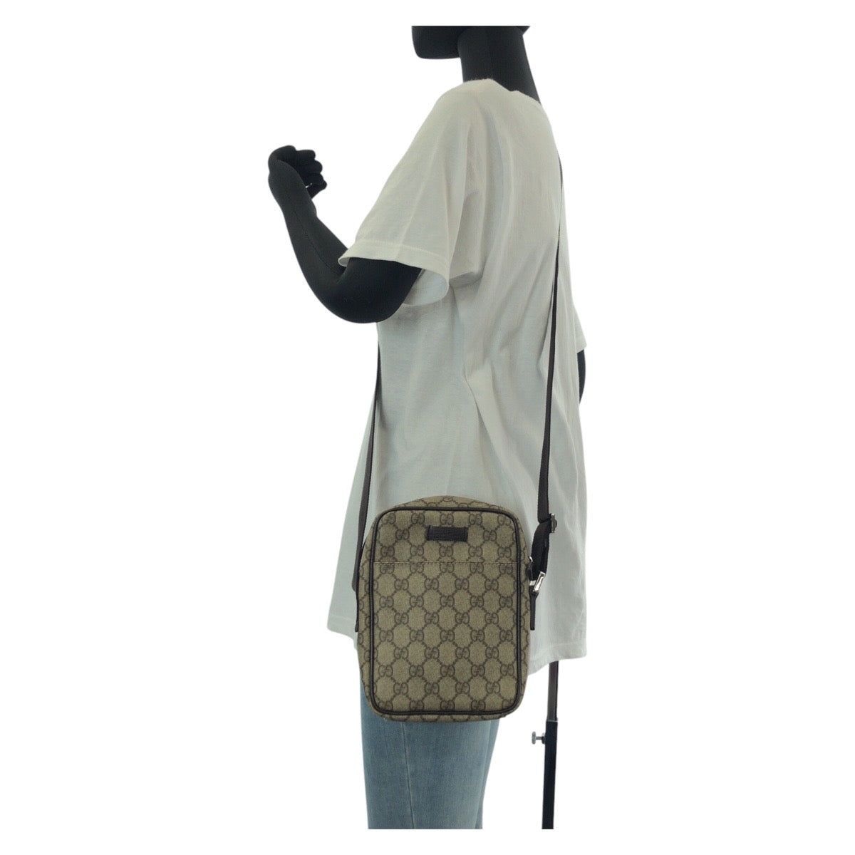 14223
GUCCI グッチ ブラウン シルバー金具 GGスプリームキャンバス / レザー 122754 ショルダーバッグ ポシェット 男女兼用  レディース