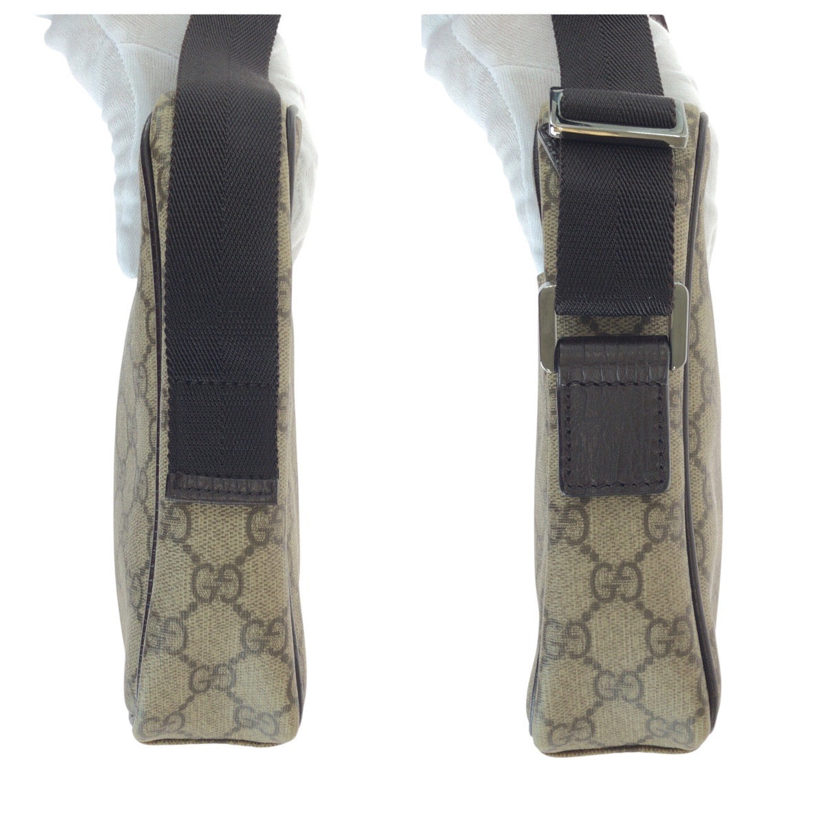 14223
GUCCI グッチ ブラウン シルバー金具 GGスプリームキャンバス / レザー 122754 ショルダーバッグ ポシェット 男女兼用  レディース