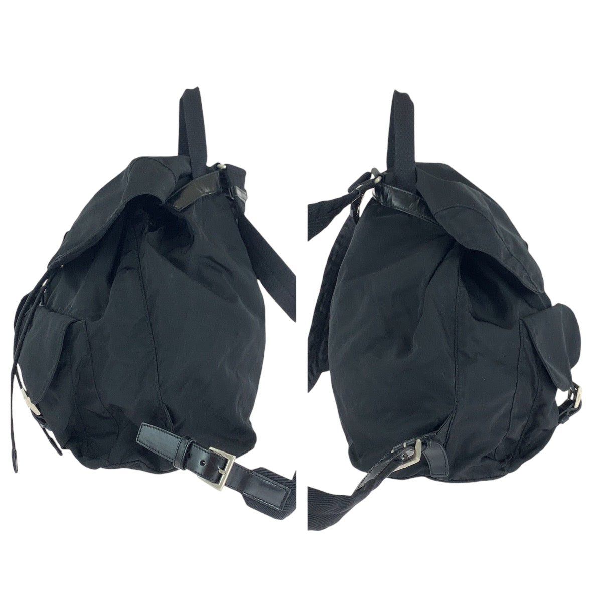 13809
PRADA プラダ テスート 三角ロゴプレート ブラック 黒 シルバー金具 ナイロン B2811 リュックサック バックパック  レディース