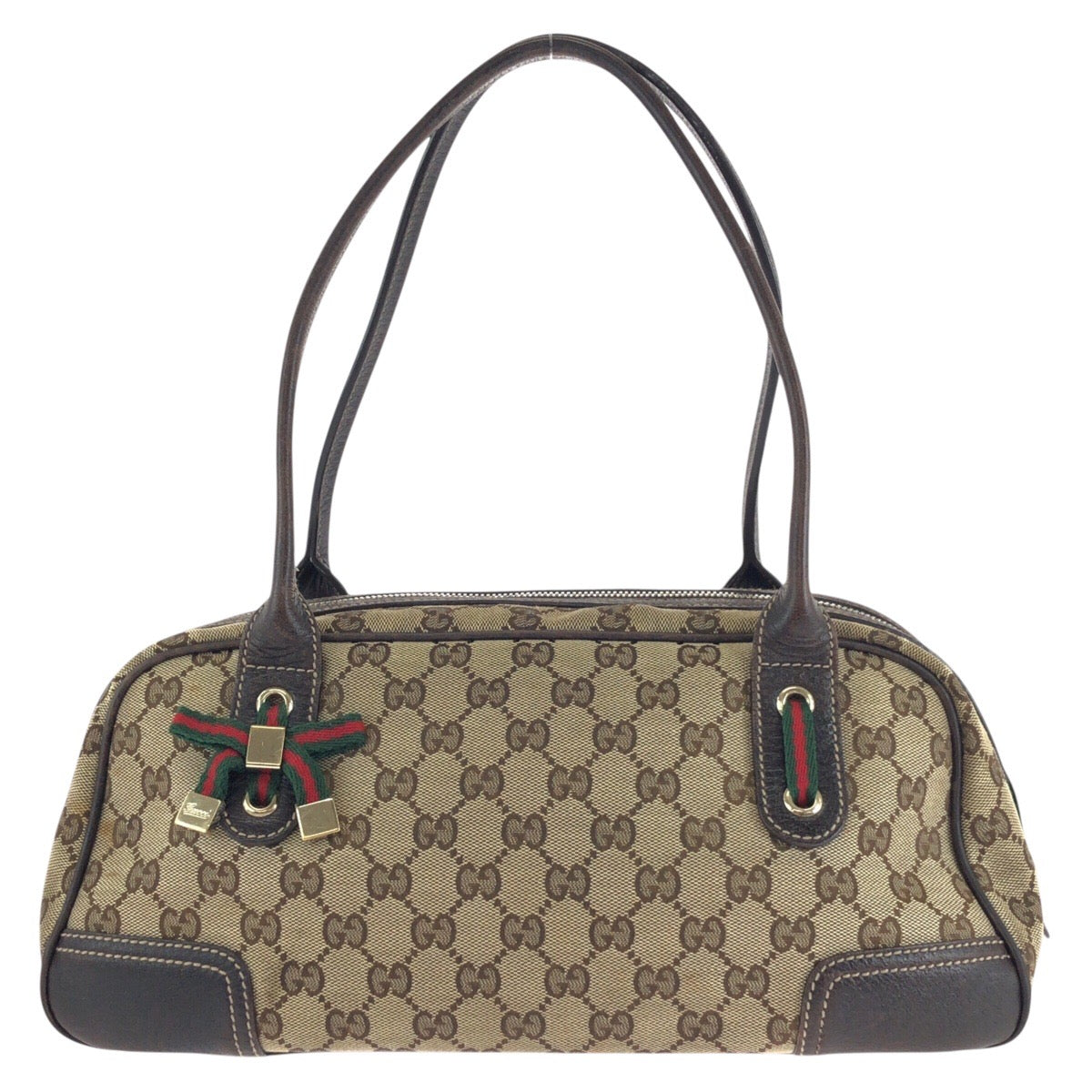 14225
GUCCI グッチ シェリーライン プリンシー ブラウン ゴールド金具 GGキャンバス / レザー 161720 ショルダーバッグ ミニボストンバッグ  レディース