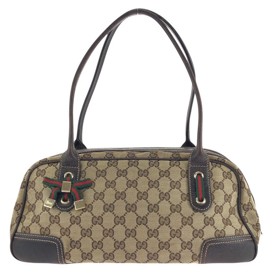 14225
GUCCI グッチ シェリーライン プリンシー ブラウン ゴールド金具 GGキャンバス / レザー 161720 ショルダーバッグ ミニボストンバッグ  レディース